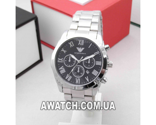 Мужские кварцевые наручные часы Emporio Armani T166 / Емпорио Армани на металлическом браслете серебряного цвета