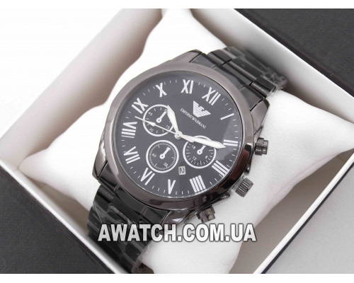 Мужские кварцевые наручные часы Emporio Armani T166 / Емпорио Армани на металлическом браслете черного цвета
