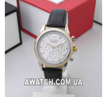 Женские механические наручные часы Слава GL1015 / Слава на кожаном ремешке черного цвета
